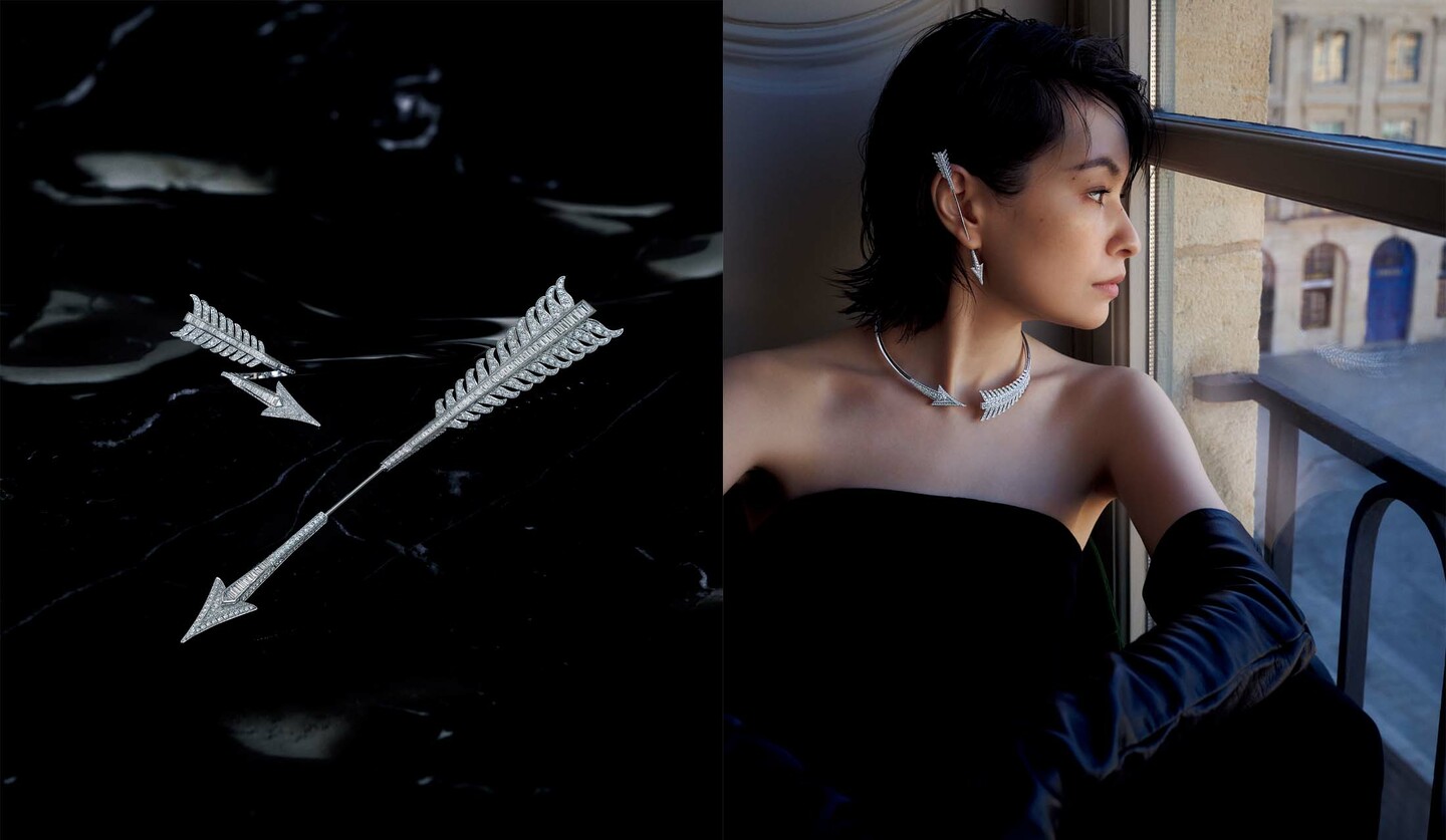 「ブシュロン」のダイヤモンドジュエリー「フレシュ」と着用したモデルの太田莉菜さん