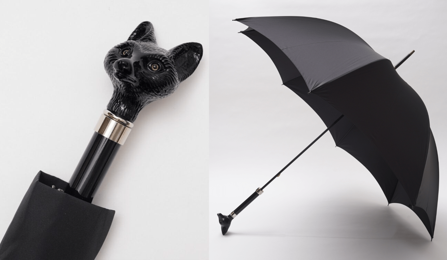 「フォックスアンブレラズ」ブラックのフォックスヘッドの傘