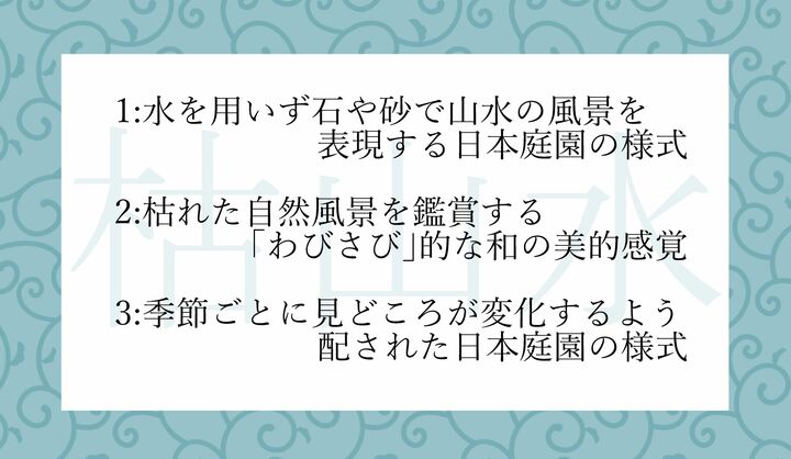 「枯山水」とはどういうもの?