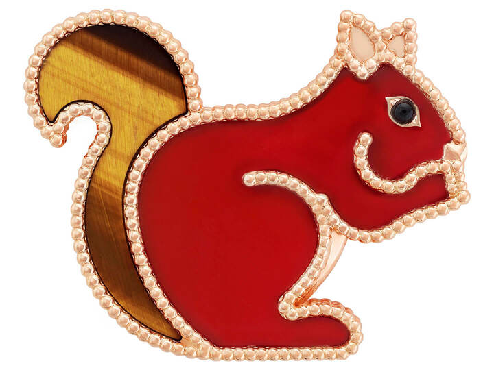 エキュルイユ クリップ￥705,000（税抜）[ピンクゴールド、カーネリアン、タイガーズアイ、オニキス]