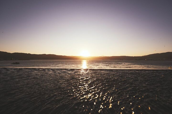 夕暮れの展望露天風呂