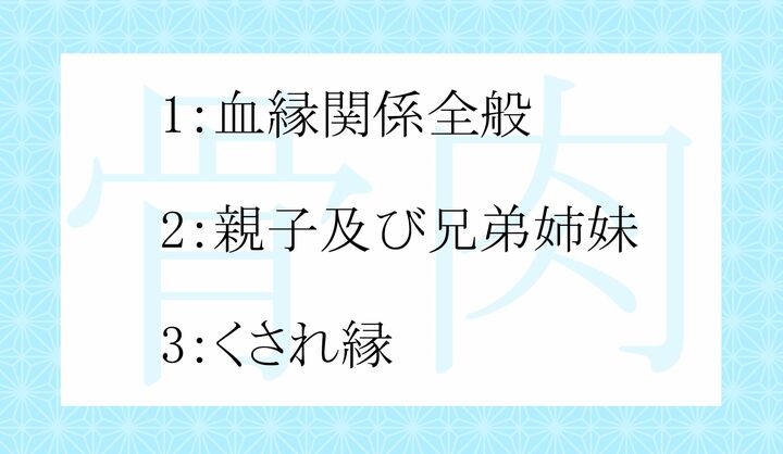 人間関係で「骨肉」といえば、どんな関係？