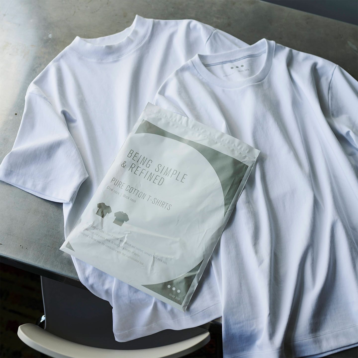 「three dots」のパックT(crew tee&mock neck tee)