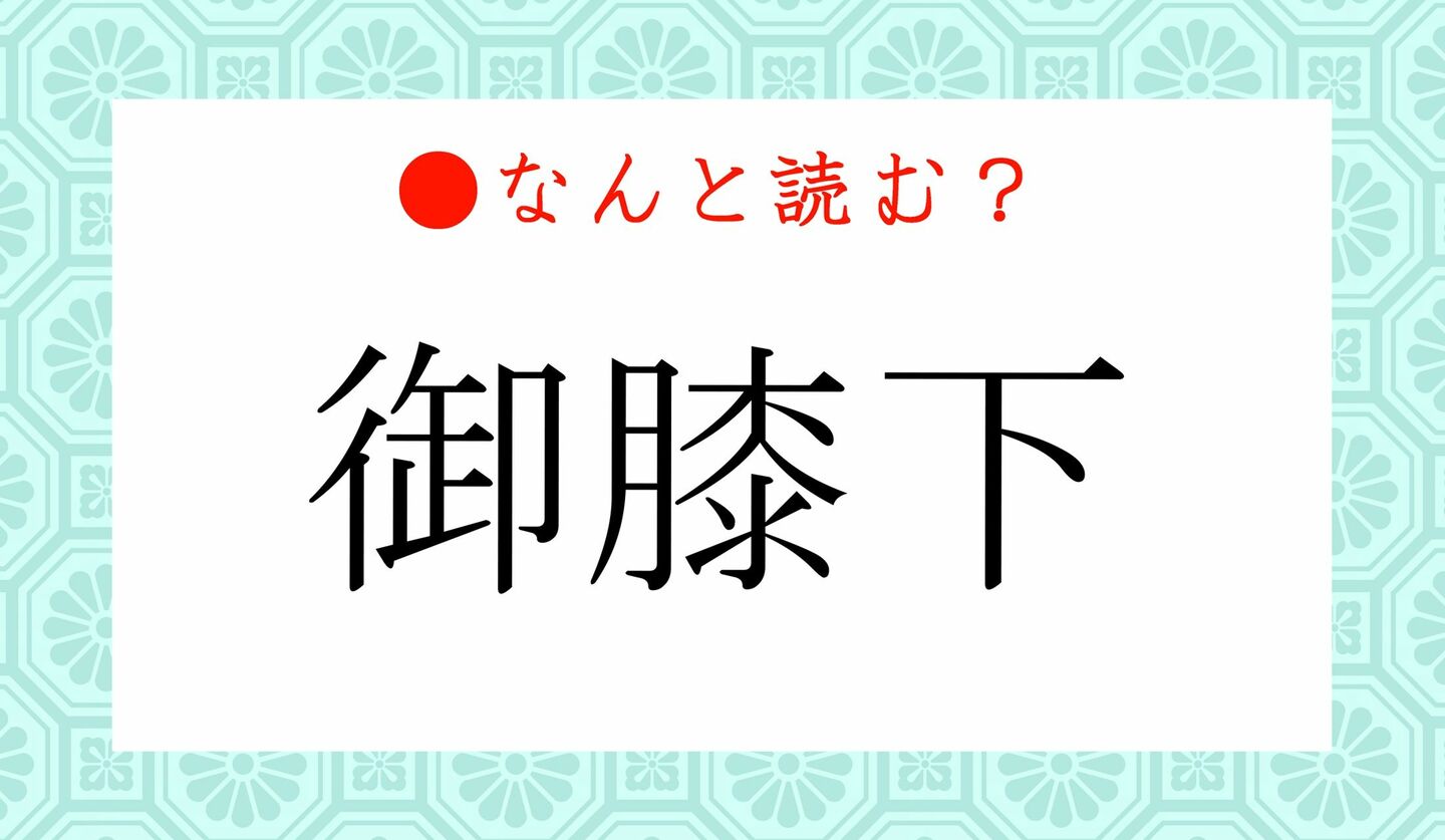 日本語クイズ　出題画像　難読漢字　「御膝下」なんと読む？