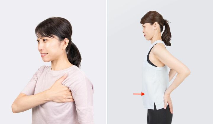 バストケアをする女性