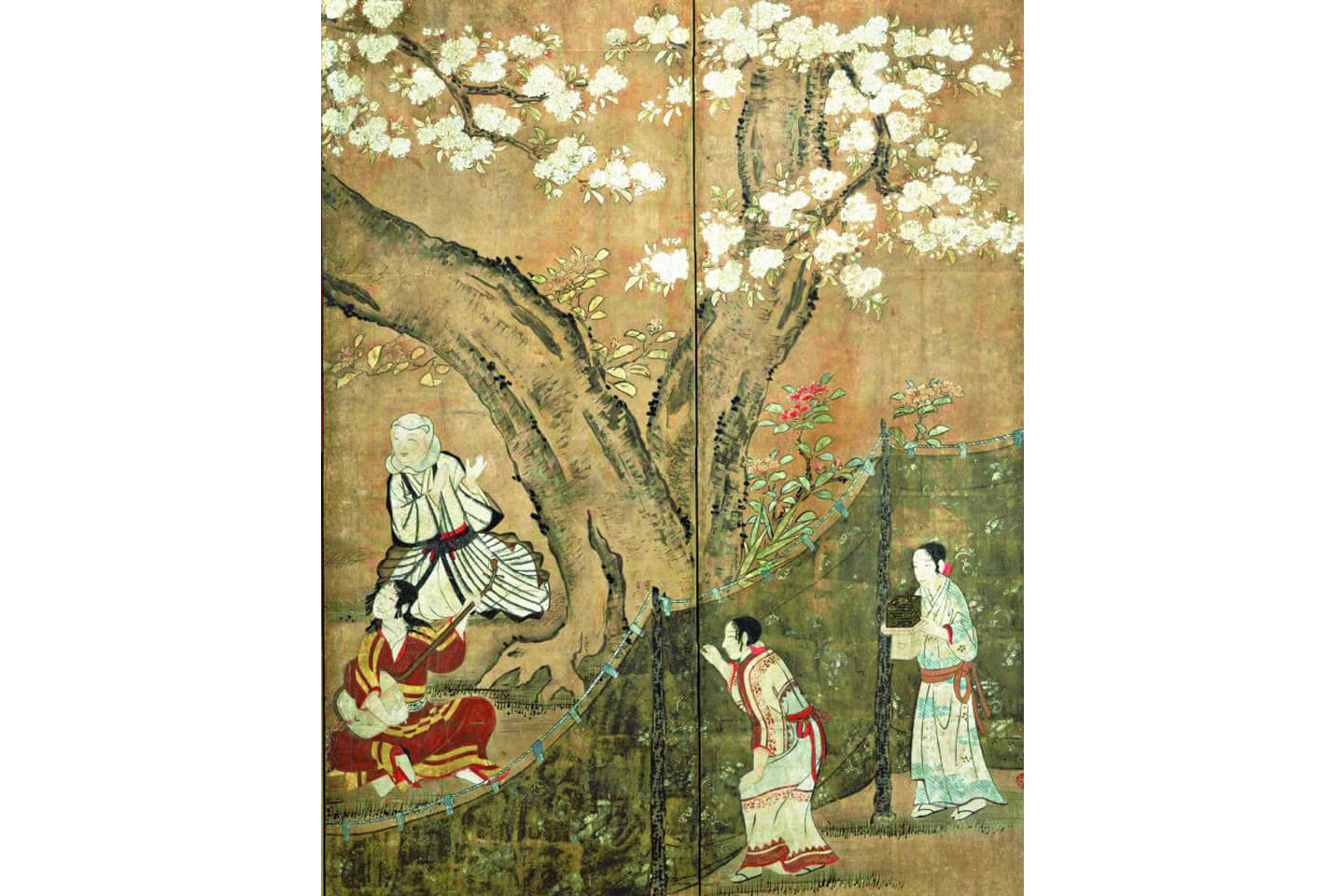 国宝/花下遊楽図屏風(部分)/狩野長信 筆/江戸時代・17世紀/本館2室(国宝室)