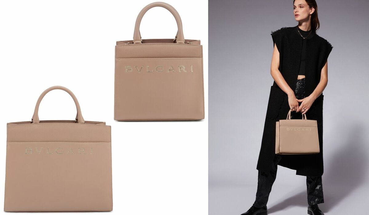 美品♡A4可♡デカロゴ♡ヘリンボーン♡BVLGARI ブルガリ トートバッグ BVLGARI - 美品♡A4可♡デカロゴ♡ヘリンボーン♡BVLGARI