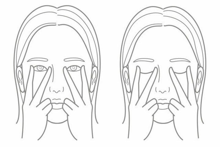 目が開かないときは、目頭と目尻をグッと押さえながら、パチパチ開け閉め。