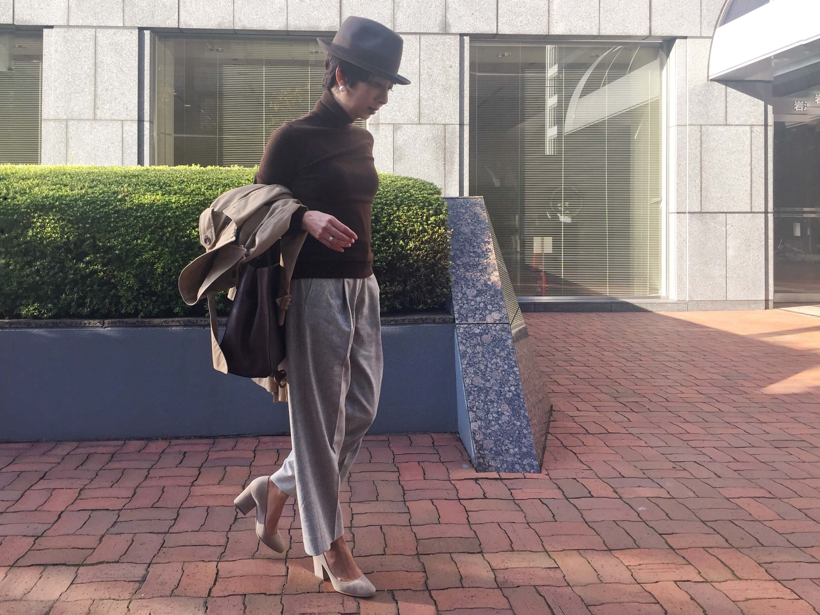 パンツ_1,ニット_1,グレージュ_1,大人コーデ_1