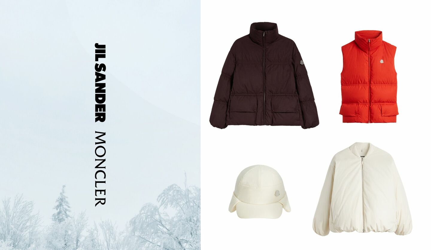 「ジル サンダー」×「モンクレール」のコラボレーションアウターとキャップ