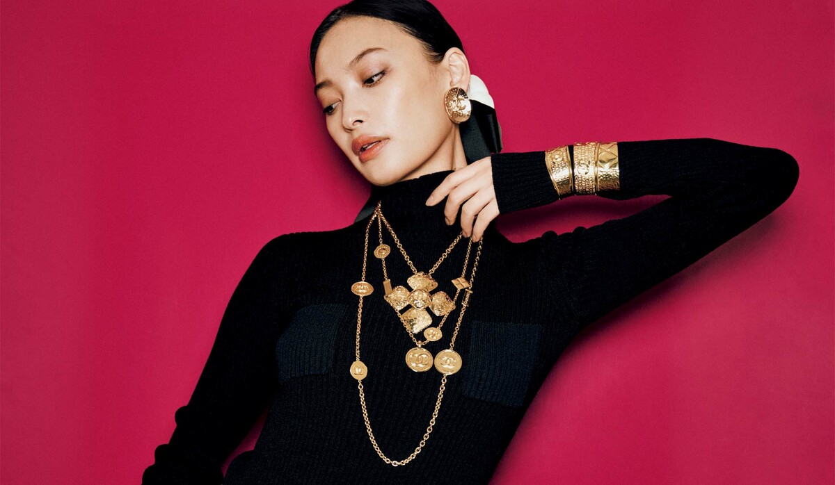 新着 CHANELシャネル 「ゴールドボタン使用」 ドレス ニット 無煙炭 ワンピース