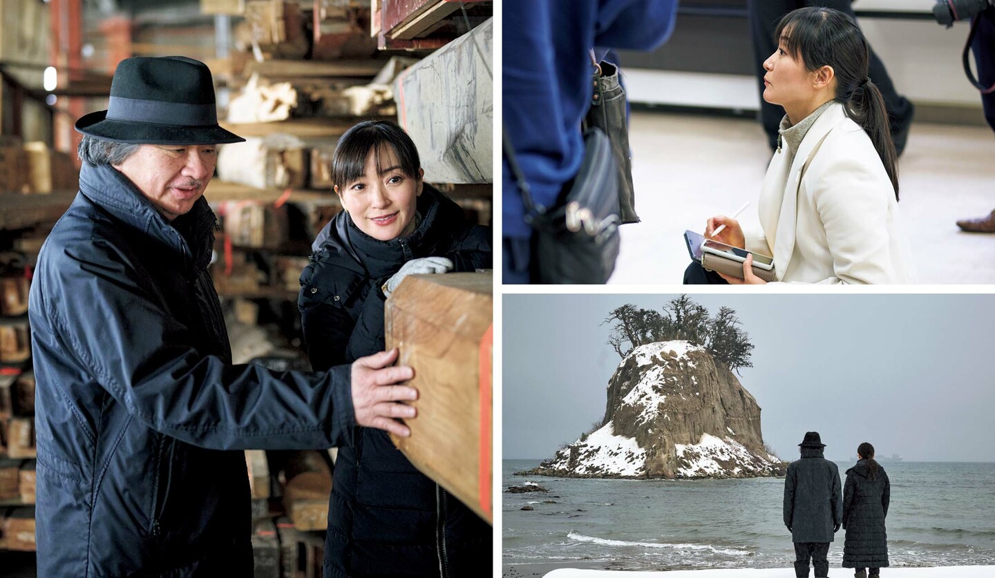 珠洲市見附島を訪れたキャスター・大江麻理子さんと建築家・坂 茂さん
