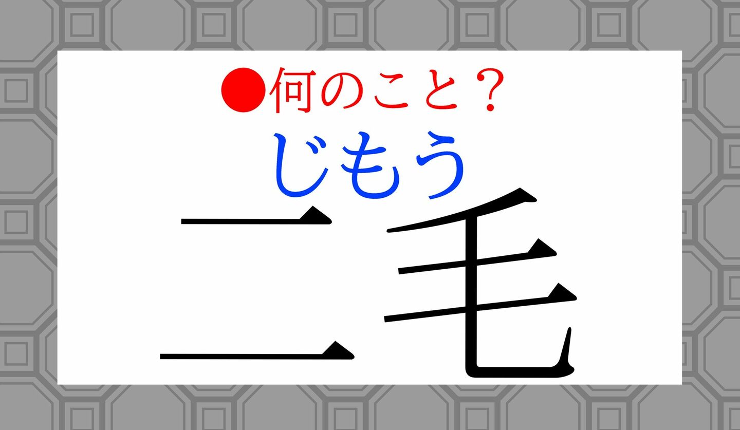日本語クイズ　出題画像　「二毛（じもう）」　何のこと？