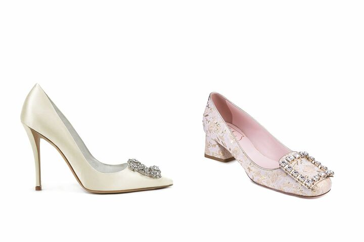 左から/パンプス「Flower strass」【ヒール10cm】¥236,000・パンプス「Strass tres vivier」【ヒール4.5cm】¥186,000(税抜)