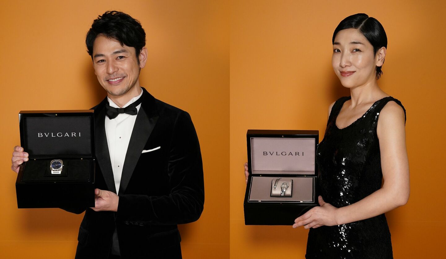 妻夫木 聡さん、安藤サクラさん、「第46回 日本アカデミー賞」最優秀受賞者に贈られた「ブルガリ」名品時計
