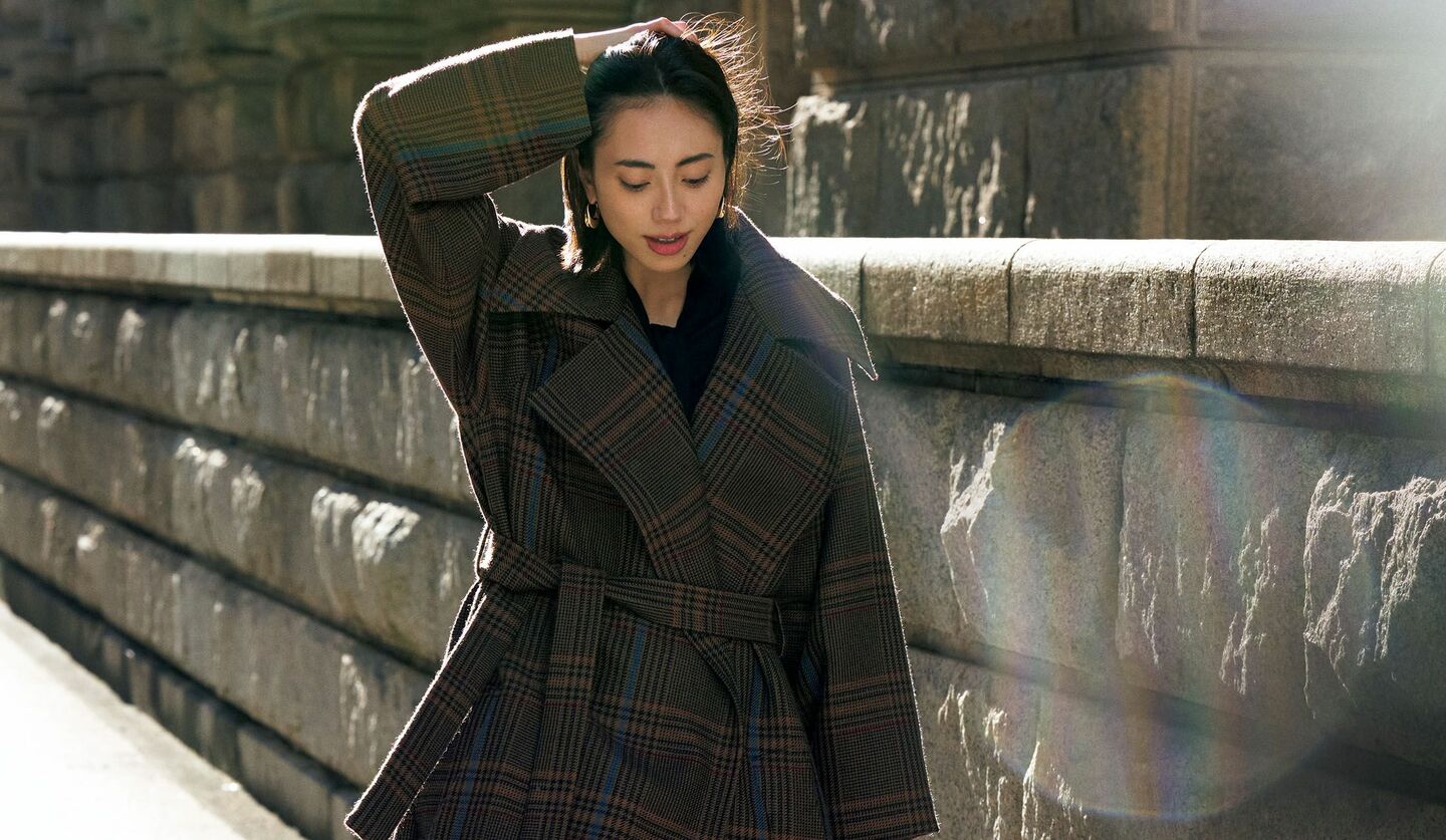 Yve Saint Laurent イヴサンローラン ウールコート チェック柄 1/5 Mon｜「サンローラン」の伝統的なチェック柄コートをデニムに