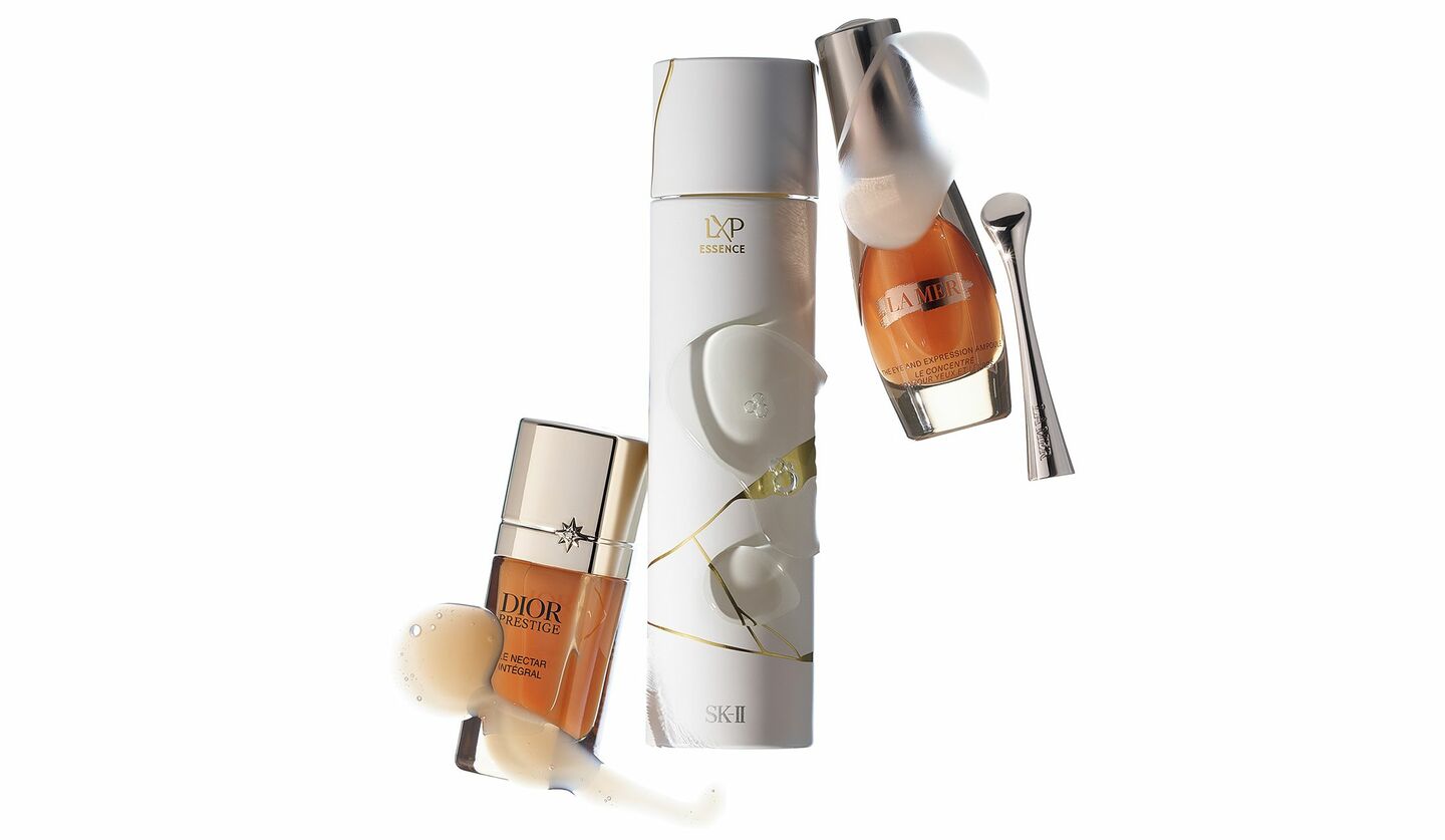 『パルファン・クリスチャン・ディオール プレステージ ユイル ネクター アンテグラール』と『SK-II LXP 金継ぎ エッセンス』、『ラ・メール ジェネサンス ドゥ・ラ・メール(TM)ザ・アイ アンド エクスプレッション エッセンス』