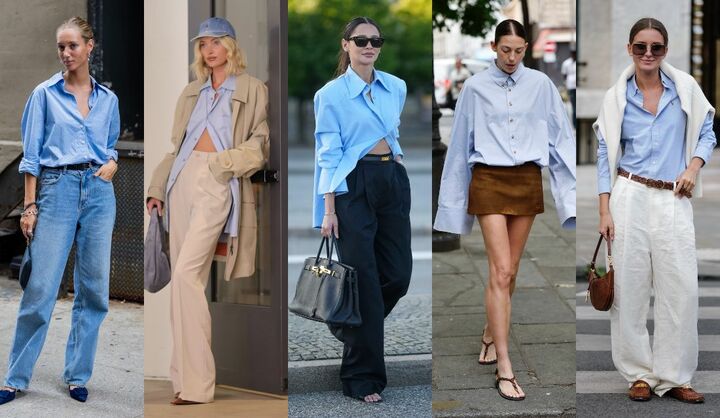 水色シャツコーデ