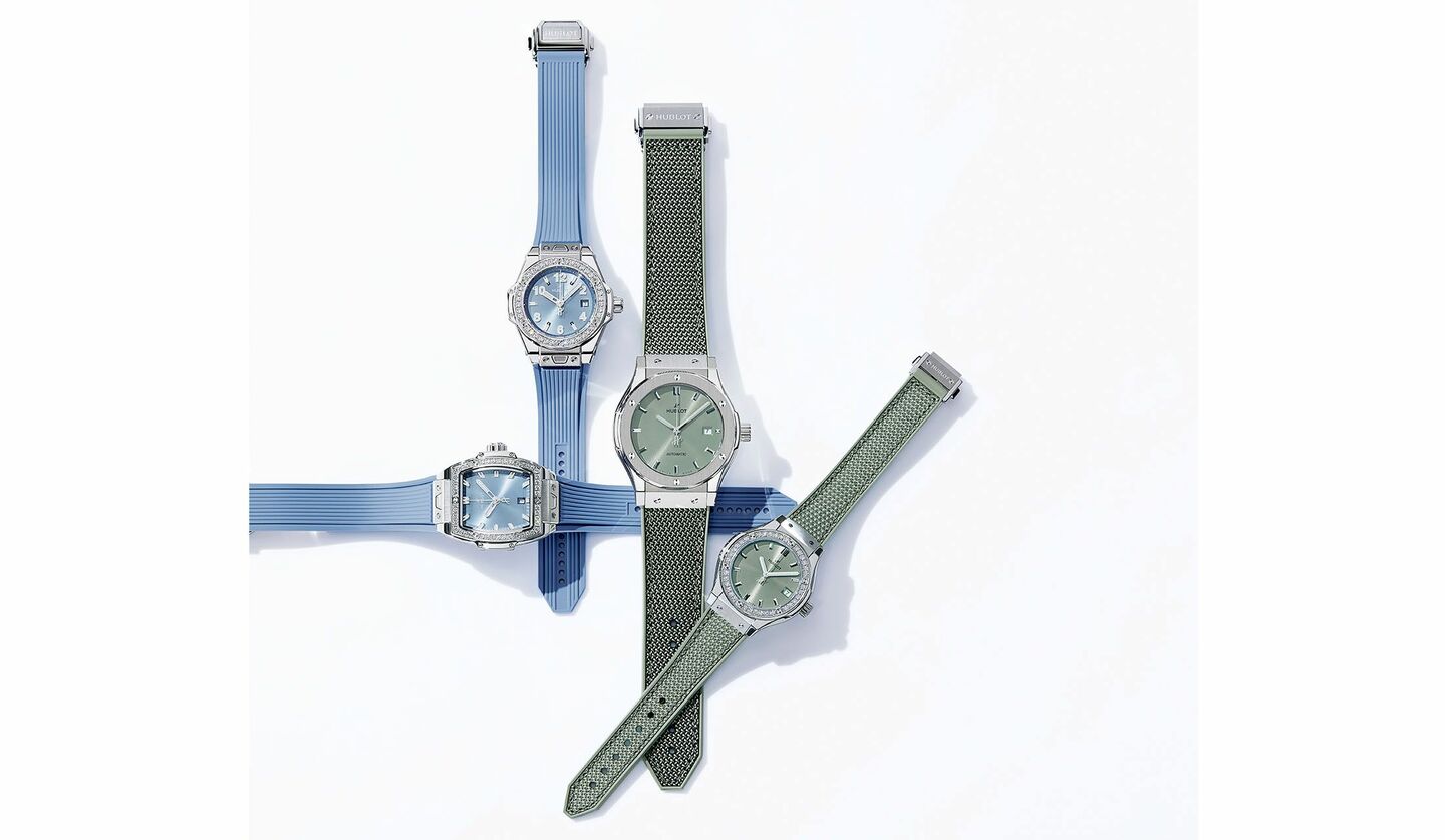 「ウブロ」の名品『クラシック・フュージョン』コレクションと『ビッグ・バン』コレクションに登場したパステルカラーを纏った最新作4本の画像