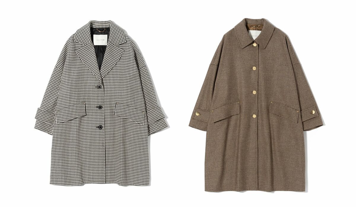 現行 マッキントッシュ カシミヤ混 千鳥柄 チェックチェスターコート 38