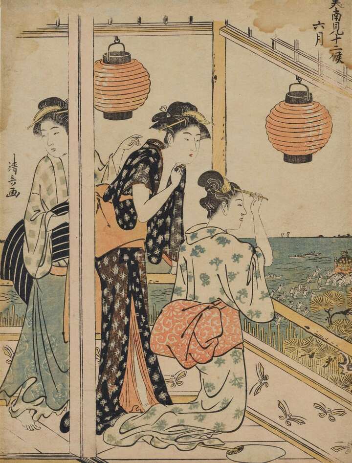 鳥居清長画「美南見十二候 六月」 1783(天明3)年ごろ 東京国立博物館蔵 出典:ColBase