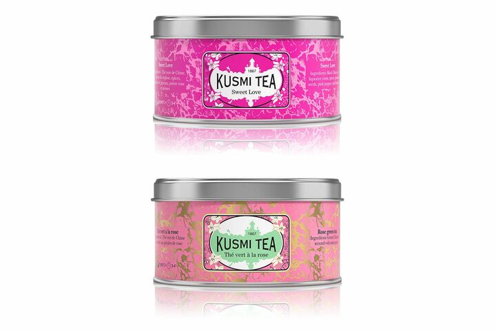 上／スウィート ラブ、[25g メタルボックス]￥1,350　下／ローズ グリーン ティ[25g メタルボックス]￥1,160