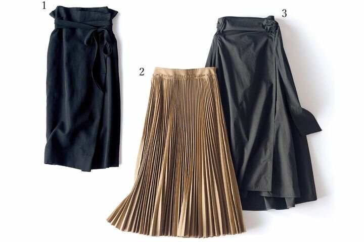 スカート1.￥32,000・2.￥43,000・3.￥38,000 （アングローバル〈イレーヴ〉）　[Precious2019年6月号118ページ]