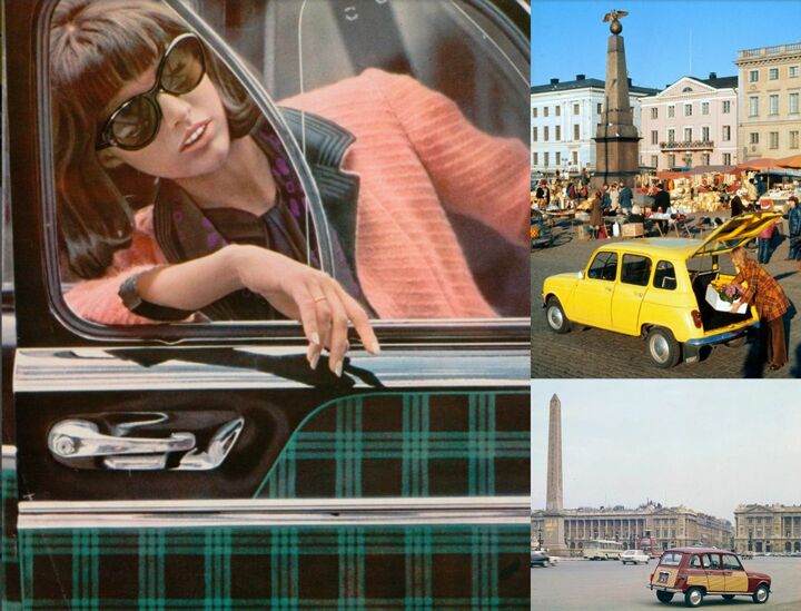 写真はすべて、1961年から約30年にわたって製造された小型実用車「4」。車体は貨物車風ながら角のとれたかわいいデザイン。抜群の空間効率で社会に参加する女性にも人気を誇った。