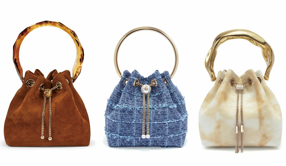 Jimmy Choo 水色スエード パーティーバッグ JIMMY CHOO】人気バッグ『ボン ボン』の夏の新作をチェック！スエード