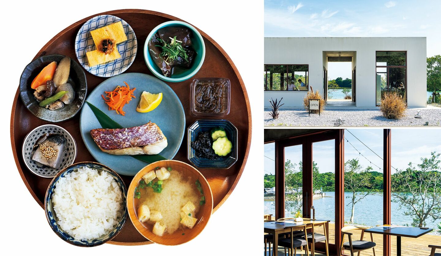 沖縄のカフェ「アウェイク」の料理と店舗の写真