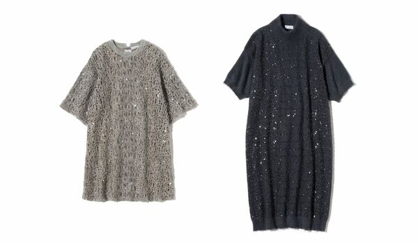 【ブルネロ クチネリ】秋一番のエレガント服｜匠の技が宿るクロコダイルモチーフにスパンコールが煌めくニットドレス