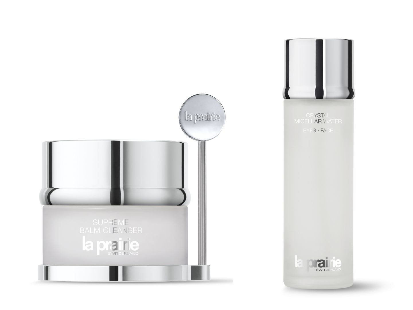 左/ラ・プレリー シュプリーム バーム クレンザー 100ml ¥17,000、右/クリスタル ミセラ ウォーター 150ml 14,900(2019年6月21日発売)