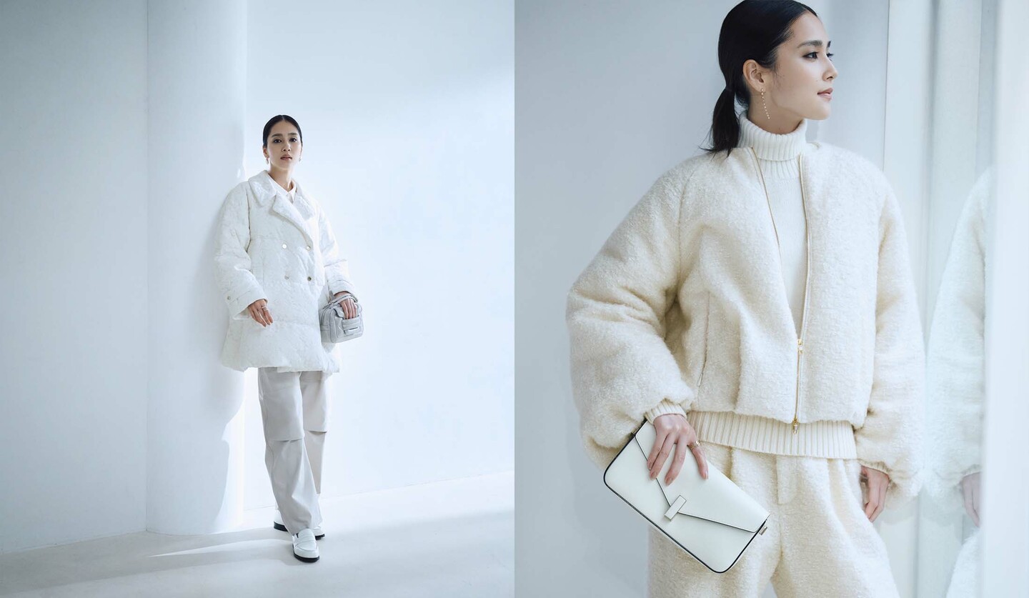 タトラスの秋冬コレクションウエアを着用したモデルのAtsukoさん