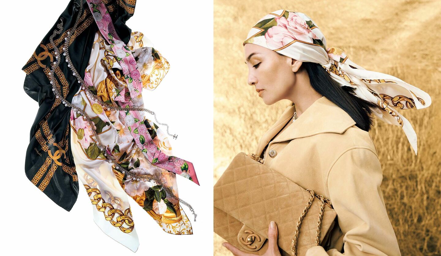 CHANEL/シャネル クルーズcoco スカーフ k_195 ヘッドスカーフに、ベルトとしてあしらうなど自由なアレンジを楽しんで