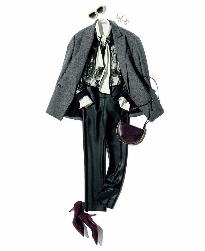 三好 彩さんのスタイリングによるレイヤードコーディネート