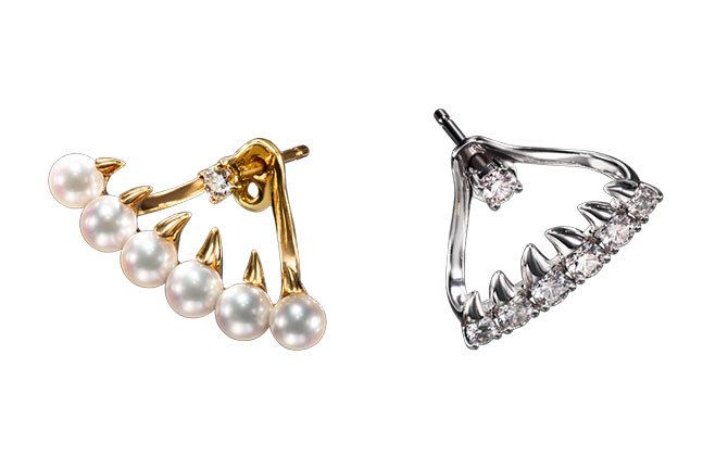 TASAKI、南青山のH BEAUTY & YOUTHにて「TASAKI Concept Store」をオープン。アイコンシリーズのジュエリーと、 レザーグッズが登場。あの大ヒットイヤーカフ、ガルパーも。左／ガルパー イヤーカフ（片耳用）[18K イエローゴールド,ダイヤモンド, あこや真珠]￥180,000・右／ガルパー イヤーカフ（片耳用）[18K ホワイトゴールド,ダイヤモンド, あこや真珠]￥260,000（ともに税抜）©TASAKI