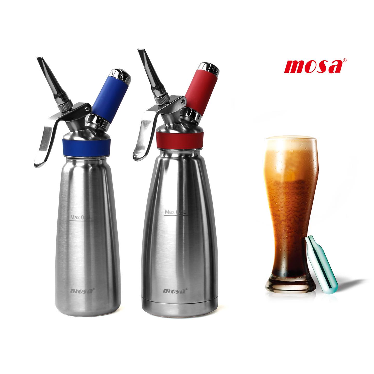 左:MOSA ナイトロコーヒーメーカー 0.5L ¥20,500(税別)
右:MOSA ナイトロコーヒーメーカー サーモ 0.5L ¥22,000(税別)
