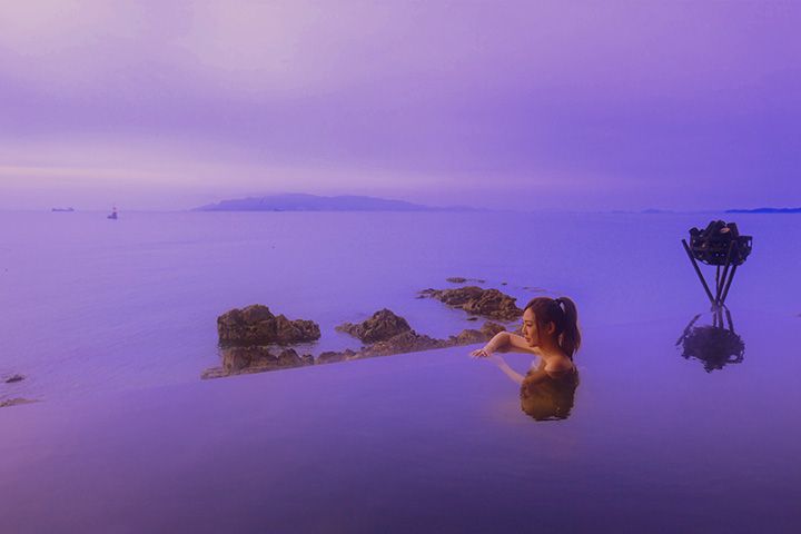 「天海の湯」から望む夕方の風景