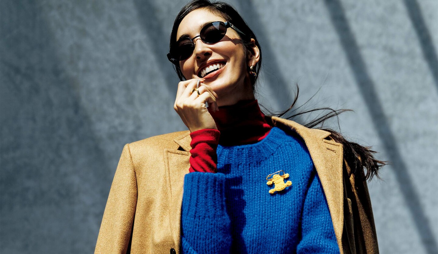 セリーヌのウエアを着用したモデルの立野リカさん