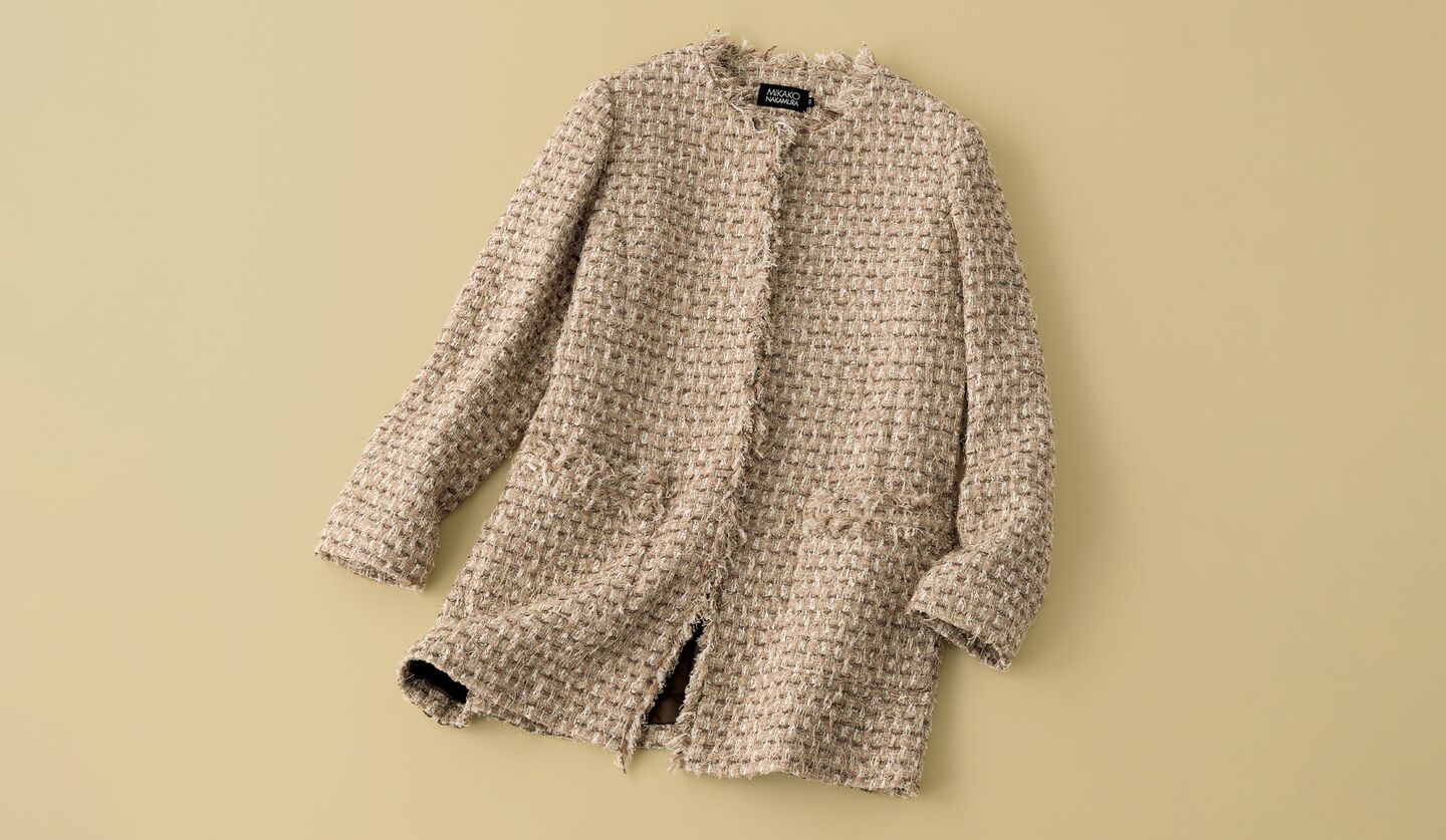 「ミカコ ナカムラ」のツイード素材のノーカラージャケット