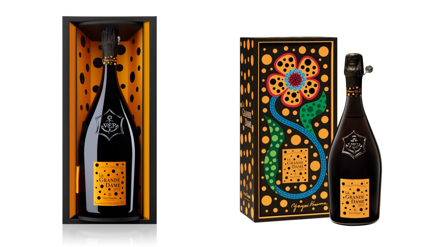 「Veuve Clicquot La Grande Dame 2012 Yayoi Kusama Gift Box」¥23,400 【サイズ:750ml】取り扱い :三越伊勢丹限定商品 2020年9月14日より三越伊勢丹オンラインサイト、9月23日より伊勢丹新宿本店発売開始 数量限定