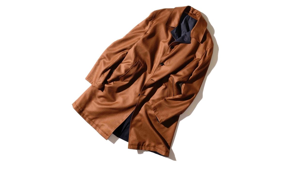 最高級イタリア製 リバーシブル レザー×キャメルウール混ステンカラーコート img_a20e94075a2c12cead02cf421f