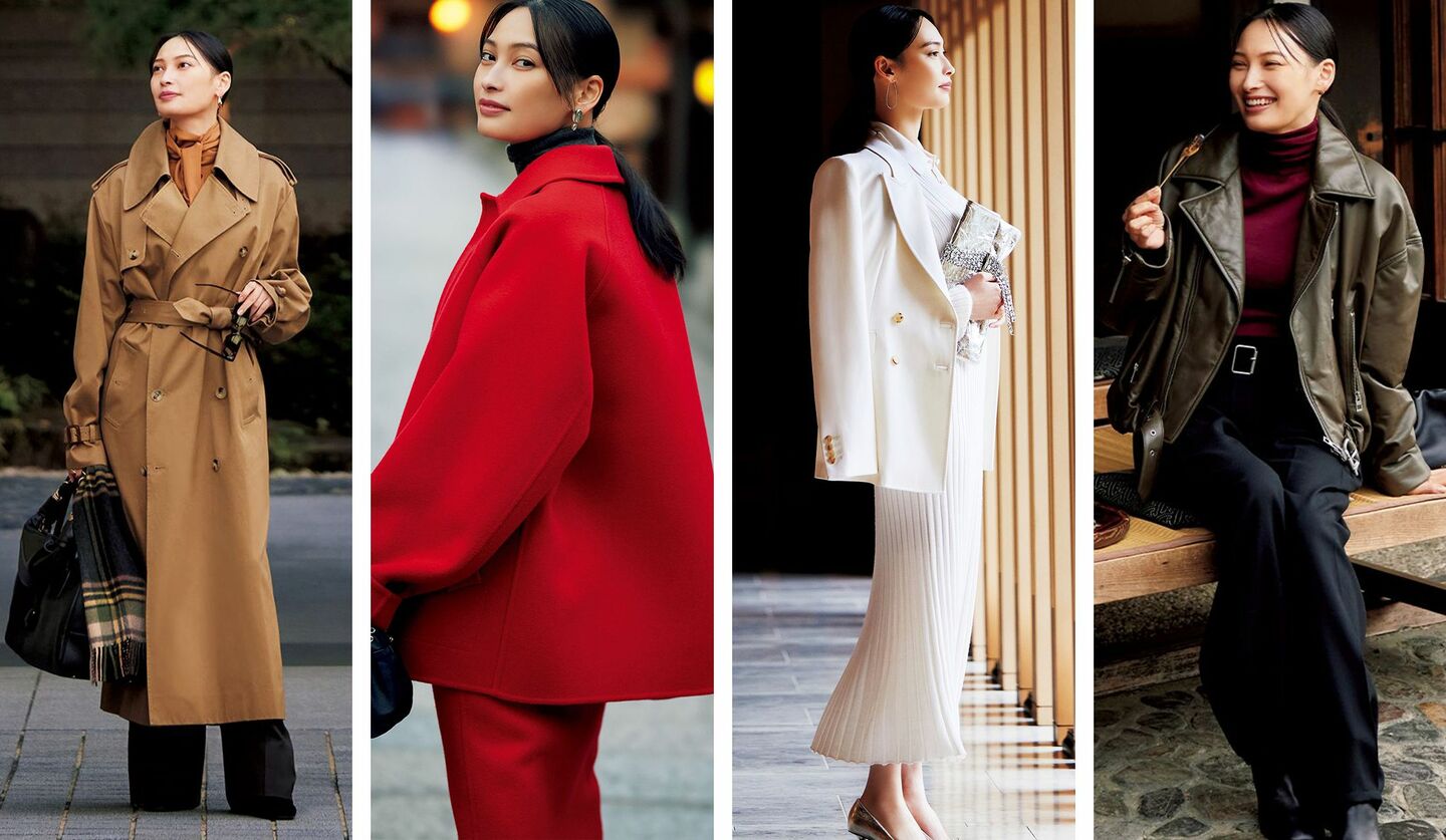 冬の京都で大政 絢さんがまとうコーディネート