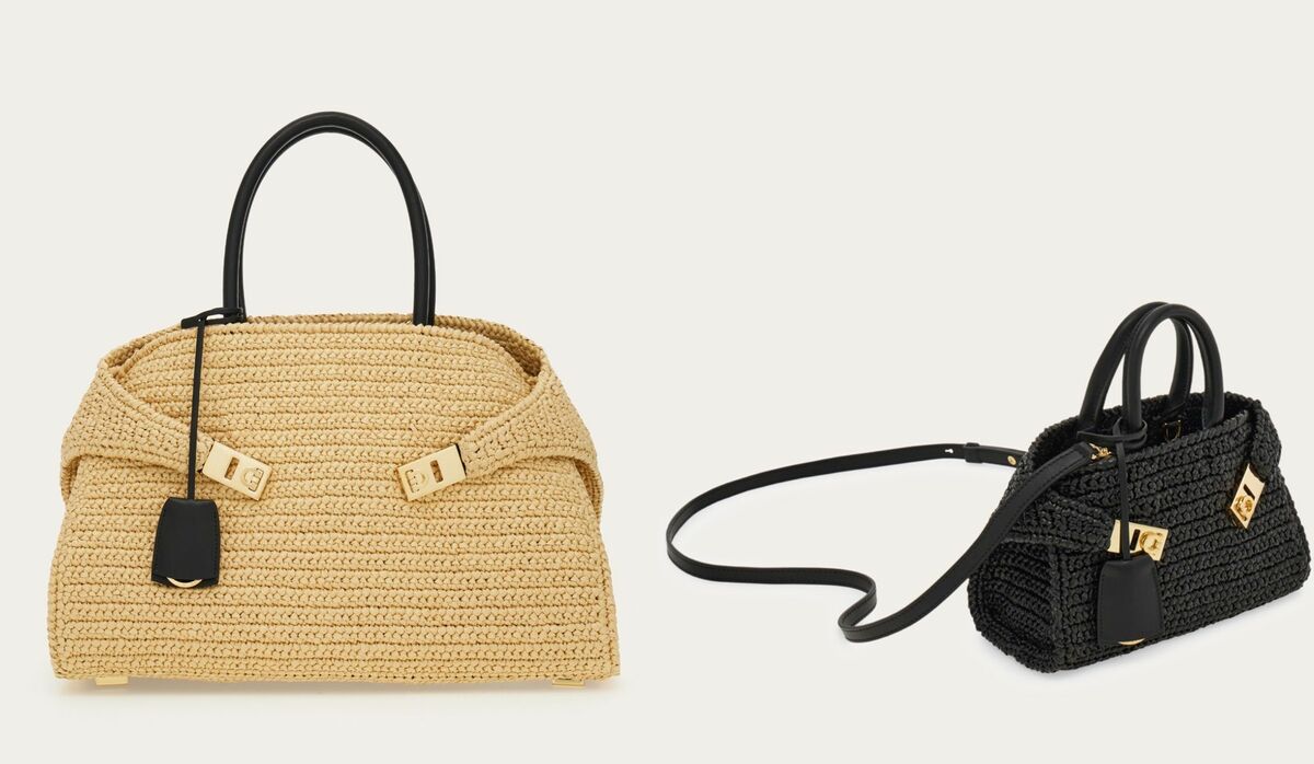 Ferragamoショルダーバッグハンドバッグガンチーニラフィア