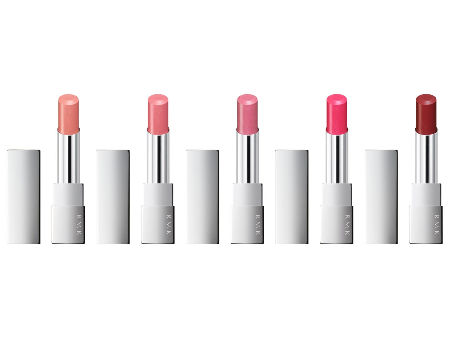RMK リップスティック コンフォート エアリーシャイン 全15色(左から01、02、03、04、05) ¥3,500(2020年1月3日発売)