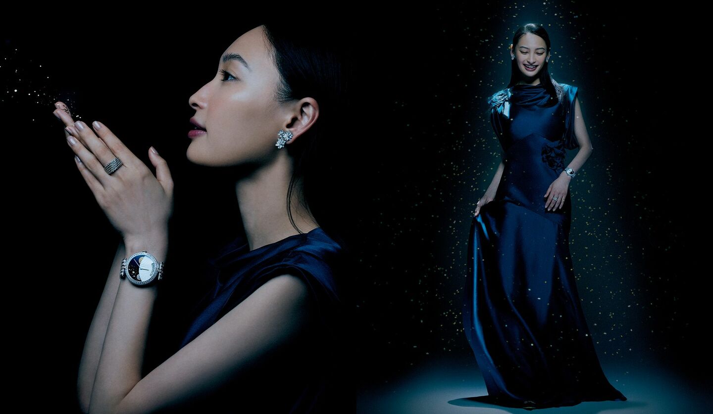 「ヴァン クリーフ&アーペル」の時計『レディ アーペル ジュール ニュイ ウォッチ』を着用した大政絢さん