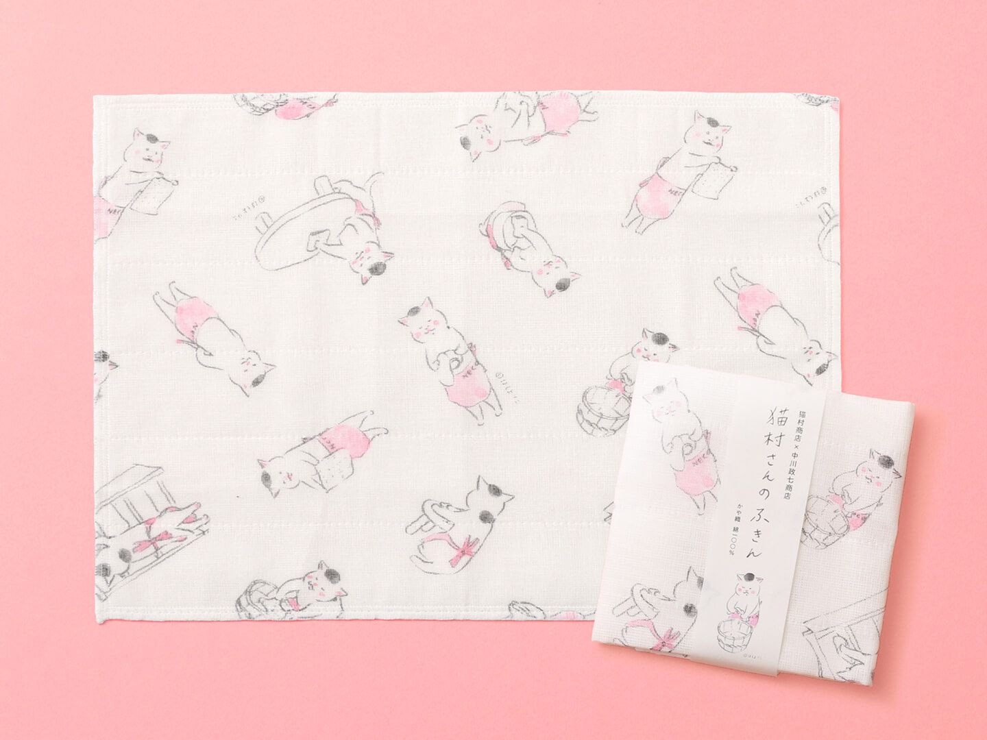 猫村さんのふきん お手入れいろいろ¥500【約30×40cm】