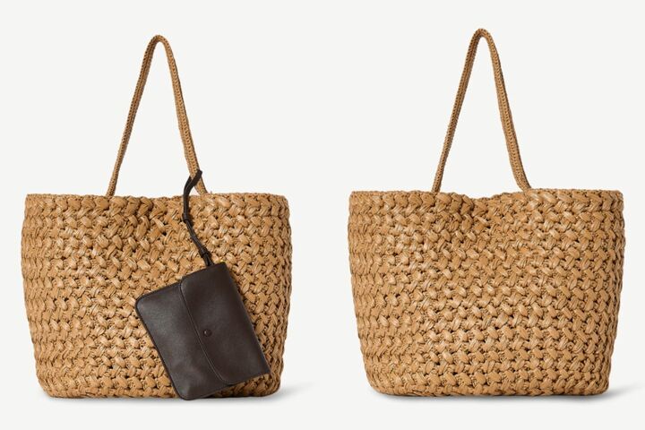 バッグ「LARGE ESTELLE TWO」￥399,300【サイズ：縦38×横38×マチ38cm、素材：ラフィア、カラー：ティー】