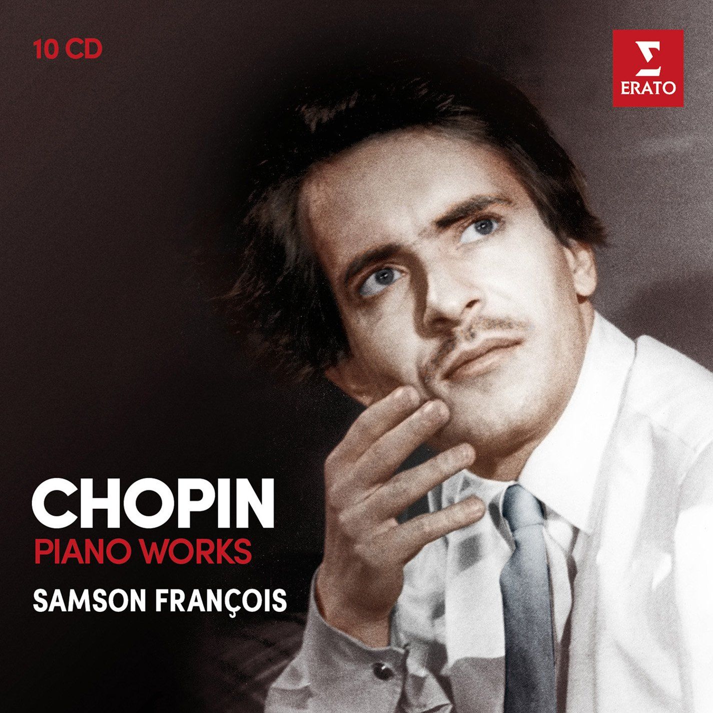 サンソン・フランソワによる、ショパンのピアノ曲演奏の10枚組ボックスセット『Chopin:Piano Works』(ERATO、輸入盤)。他にもラヴェルやドビュッシー等の作品の録音が残っている。自分が好む作曲家は徹底して探究したが、そうではない作曲家(例えばベートーヴェン)は見向きもしなかったといわれている。