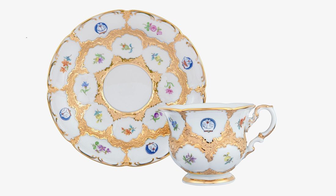 世界的磁器ブランドのマイセンから、ドラえもんの金彩カップ&ソーサー